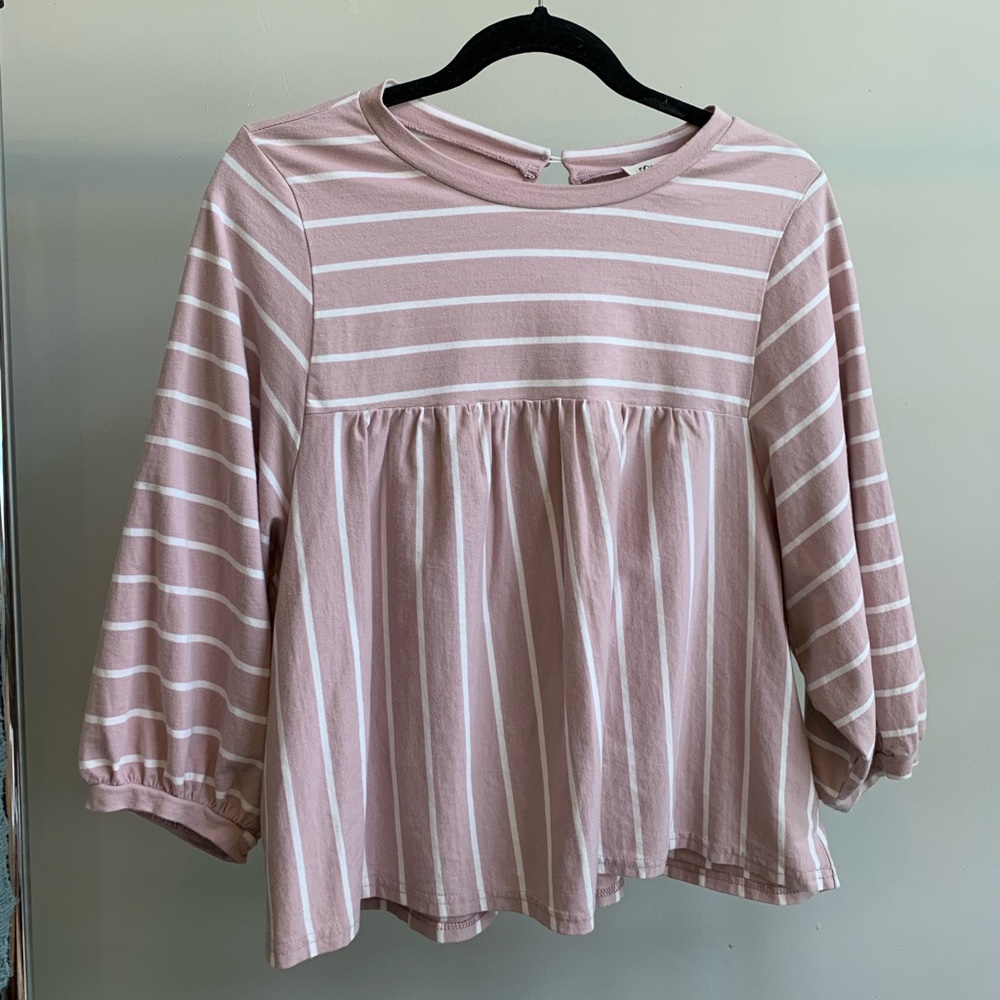 Striped Cropped Blouse Size Medium